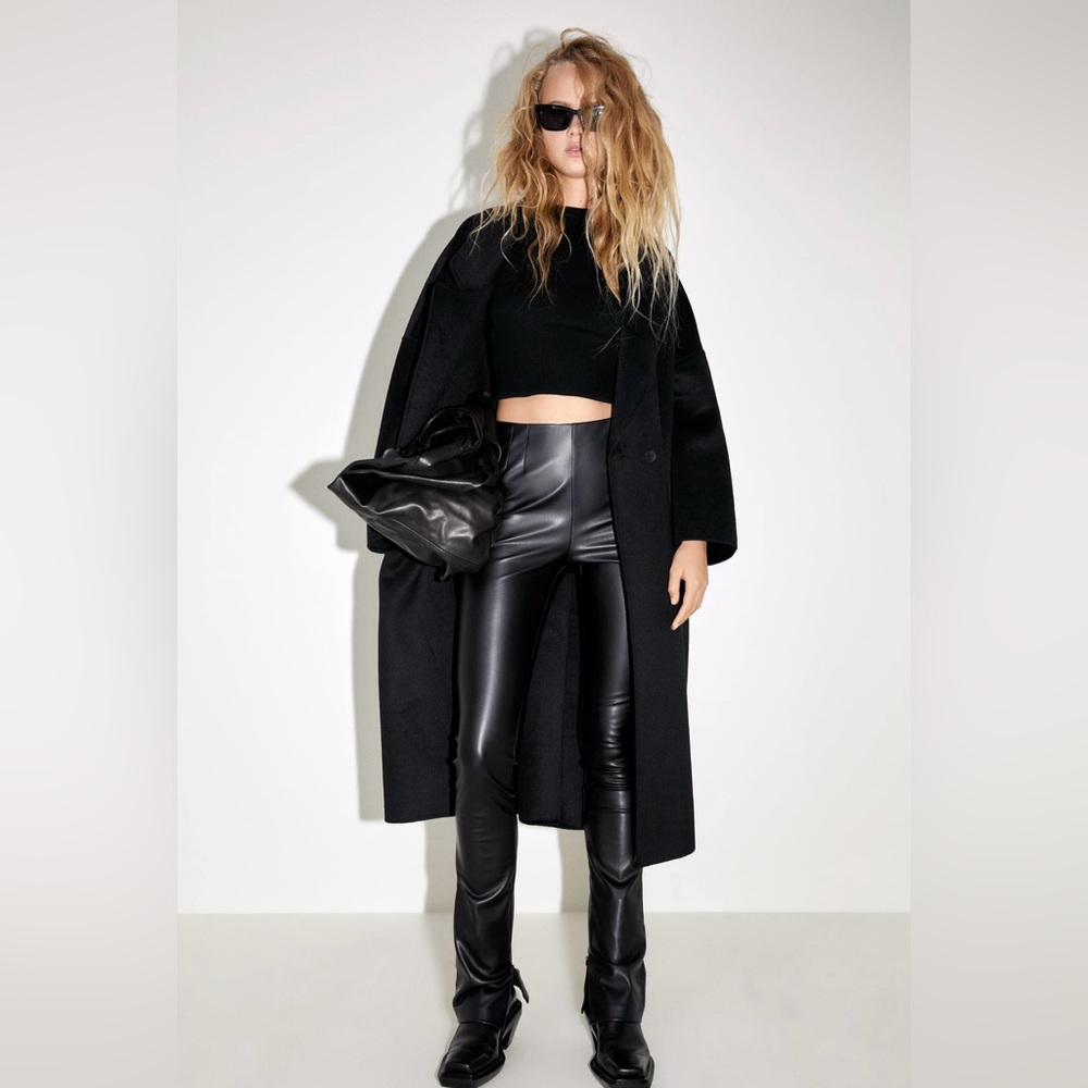 ZARA EXTRA LONG FAUX LEATHER LEGGINGS